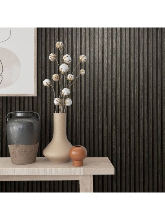 Noordwand tapeet "botanica wooden slats", must ja hall