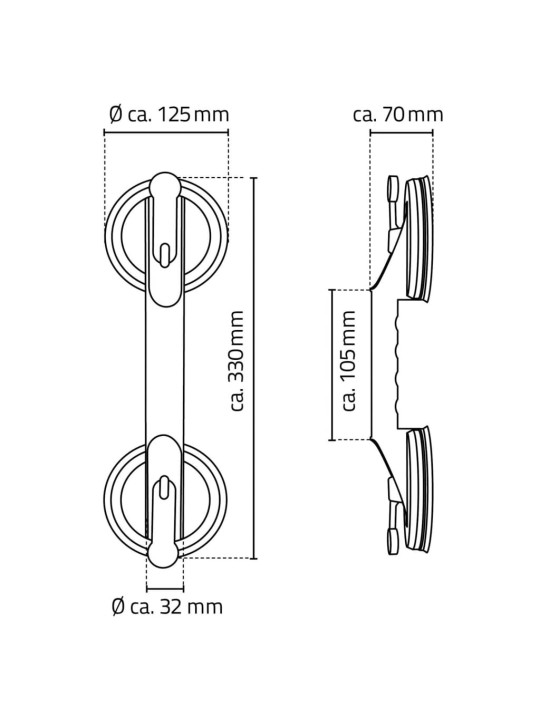 Ridder iminappadega tugikäepide, 12,5 cm, 100 kg a0150201