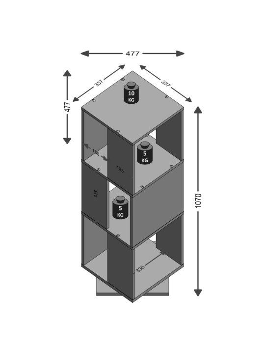 Fmd pööratav dokumendikapp, avatud 34 x 34 x 108 m, valge