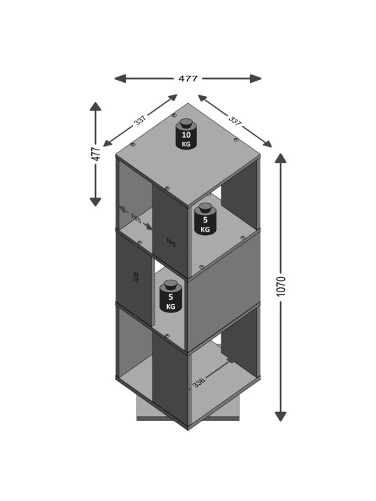 Fmd pööratav dokumendikapp, avatud 34 x 34 x 108 cm, hele tamm