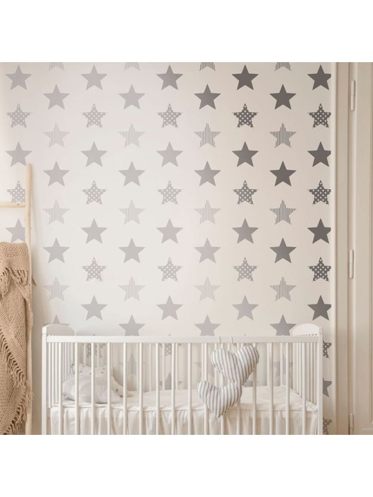 425342 kids at home wallpaper "superstar" silver and white