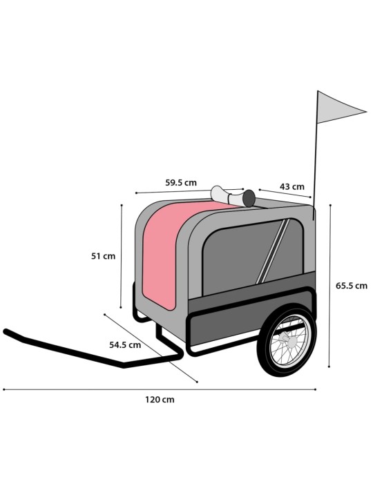 Flamingo koerte jalgrattahaagis "romero", punane, 59,5 x 43 x 51 cm