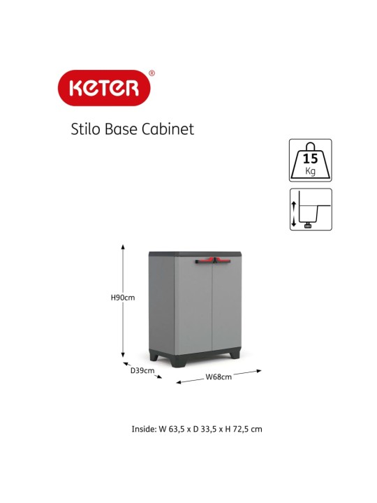 Keter madal hoiukapp stilo, hall ja must, 90 cm