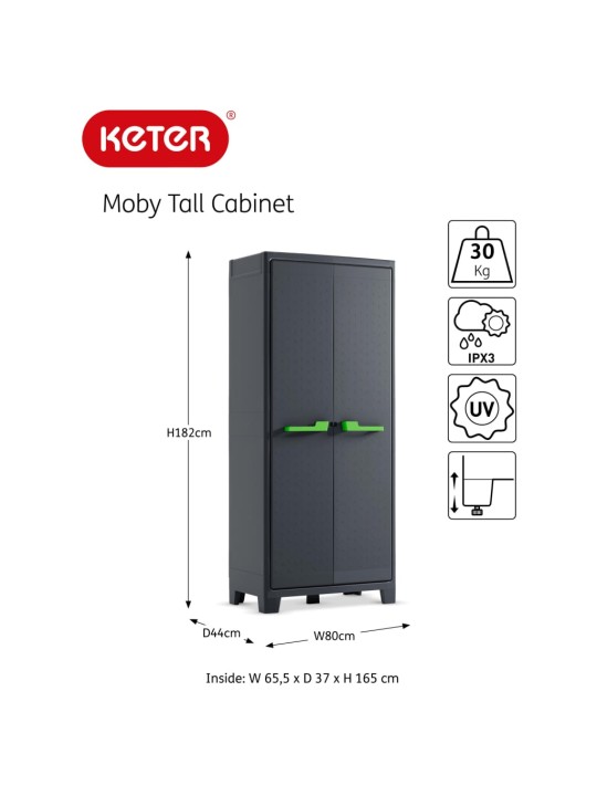 Keter hoiukapp riiulitega moby, grafiithall, 182 cm