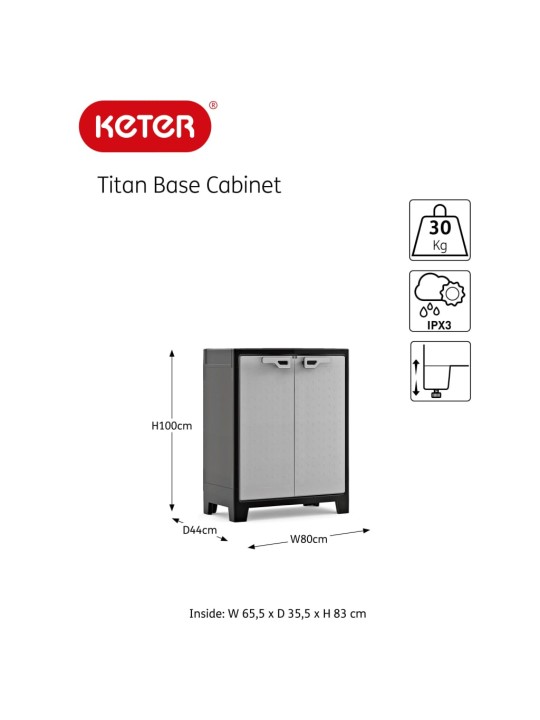 Keter madal hoiukapp riiulitega titan, must ja hall, 100 cm