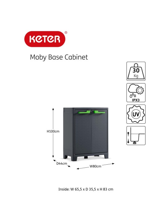 Keter hoiukapp riiulitega "moby", grafiithall, 100 cm