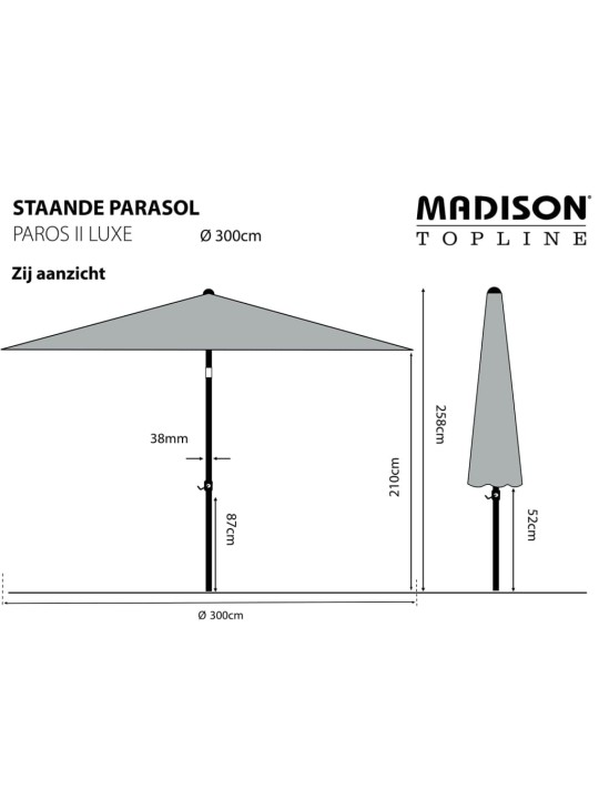 Madison päikesevari "paros ii luxe", 300 cm, safiirsinine