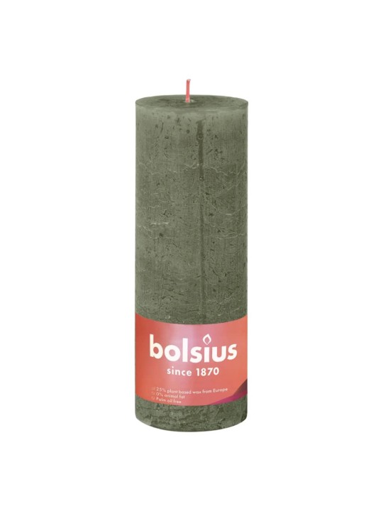 Bolsius sammasküünlad shine 4 tk 190 x 68 mm oliiviroheline