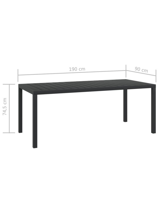 Aialaud, must, 185 x 90 x 74 cm, wpc ja alumiinium