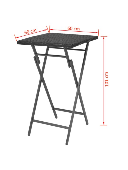 5-osaline aiamööblikomplekt, teras, polürotang, must