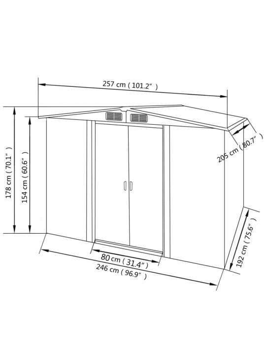 Aiakuur metallist 257 x 205 x 178 cm, hall