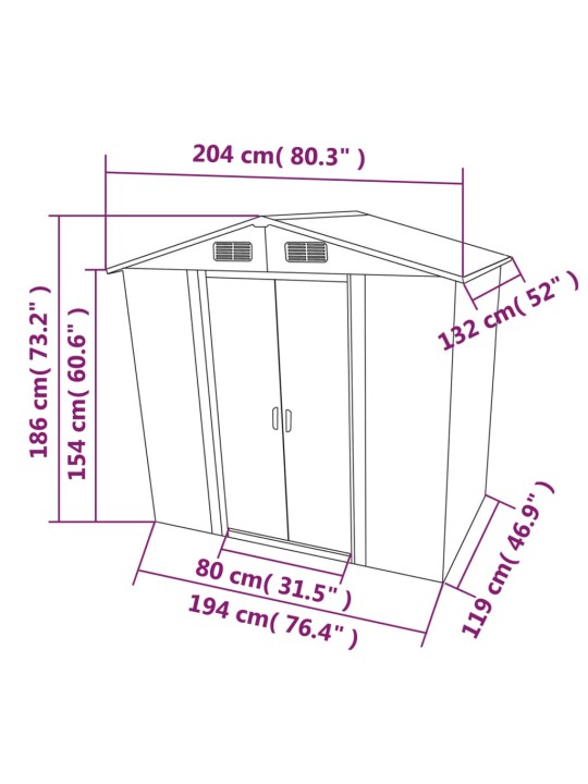 Aiakuur metallist 204 x 132 x 186 cm roheline