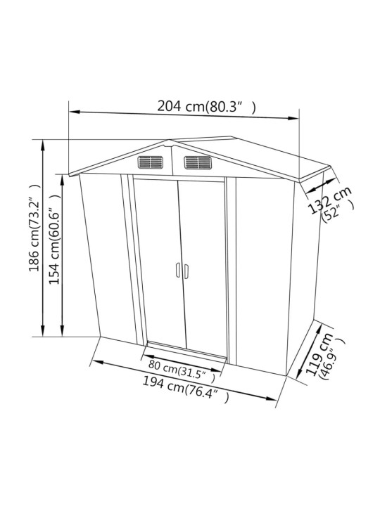 Aiakuur metallist 204 x 132 x 186 cm hall