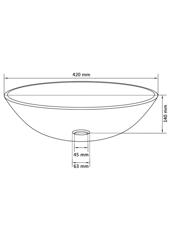 Valamu karastatud klaasist, 42 cm, läbipaistev