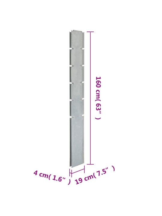 Gabioon aiapost, hõbedane, 160 cm, tsingitud teras