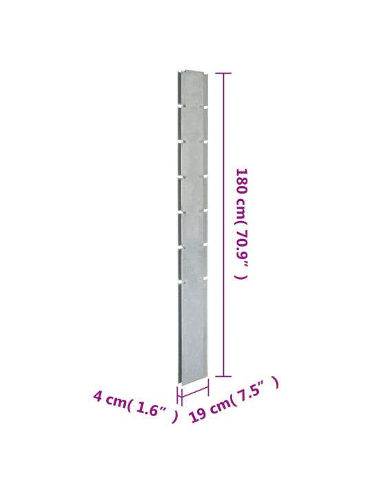 Gabioon aiapost, hõbedane, 180 cm, tsingitud teras