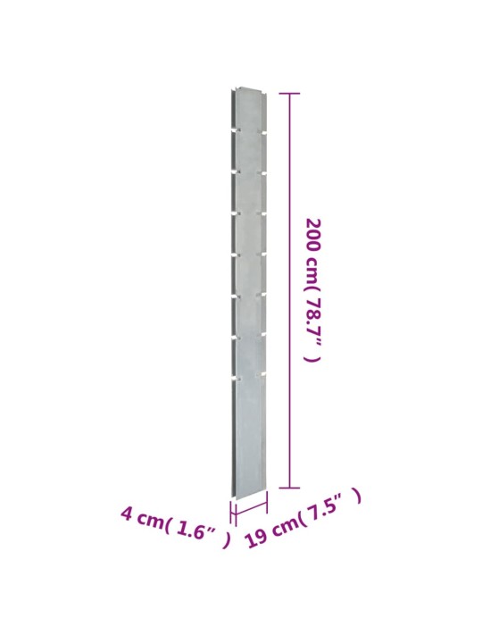 Gabioon aiapost, hõbedane, 200 cm, tsingitud teras