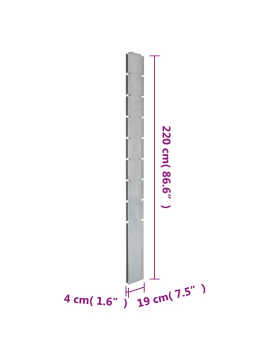 Gabioon aiapost, hõbedane, 220 cm, tsingitud teras