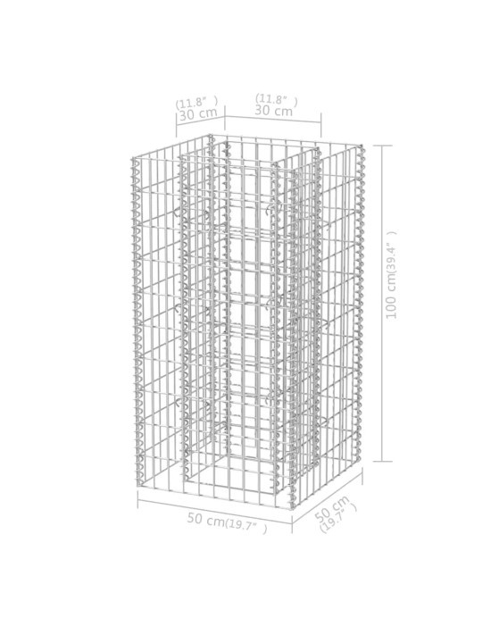 Gabioon-taimelava, teras 50 x 50 x 100 cm