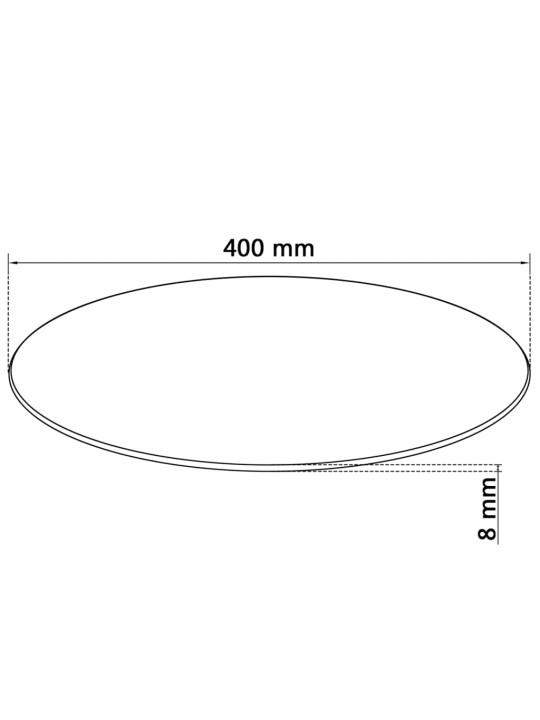 Lauaplaat karastatud klaasist, ümmargune, 400 mm