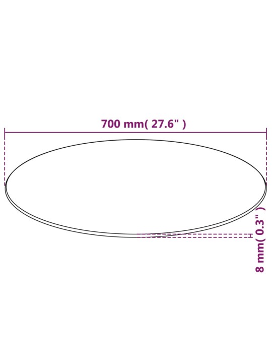 Lauaplaat karastatud klaasist, ümmargune, 700 mm