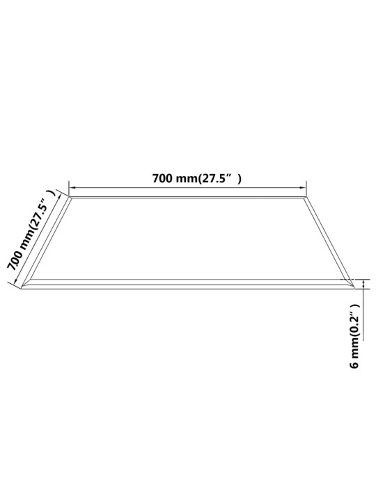 Lauaplaat karastatud klaasist, kandiline, 700 x 700 mm