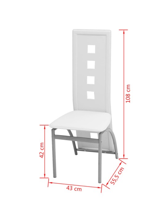 Söögitoolid 2 tk, valge, kunstnahk