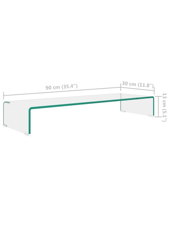 Telerialus klaasist 90 x 30 x 13 cm läbipaistev