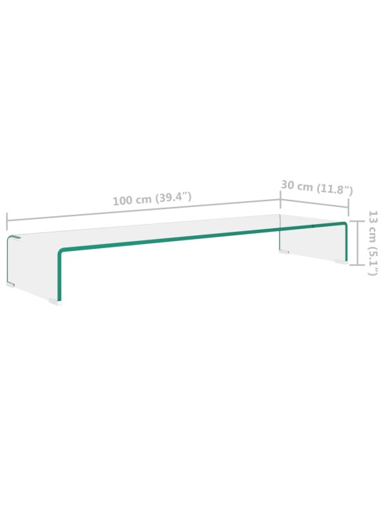 Telerialus klaasist 100 x 30 x 13 cm läbipaistev