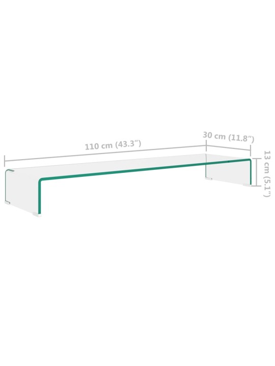 Telerialus klaasist 110 x 30 x 13 cm läbipaistev