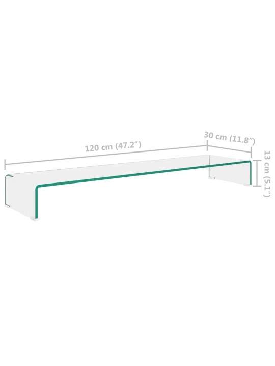 Telerialus klaasist 120 x 30 x 13 cm läbipaistev