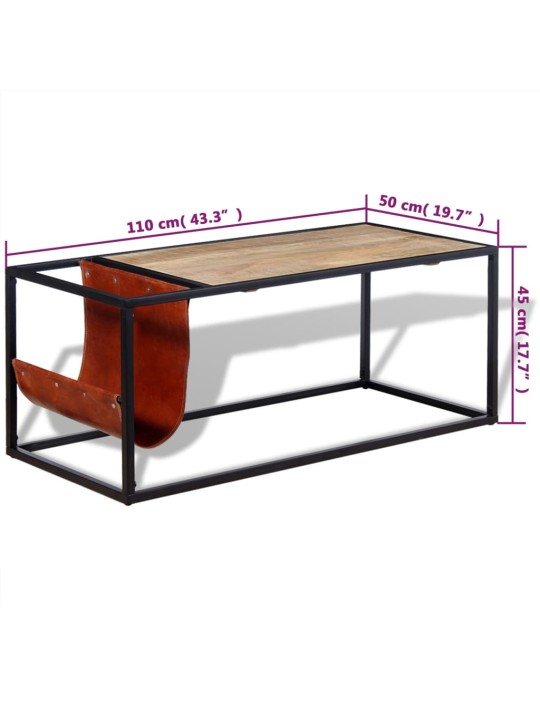 Kohvilaud nahast ajakirjahoidjaga 110 x 50 x 45 cm