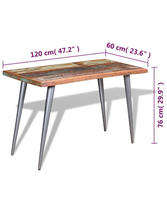 Söögilaud taastatud puidust 120 x 60 x 76 cm