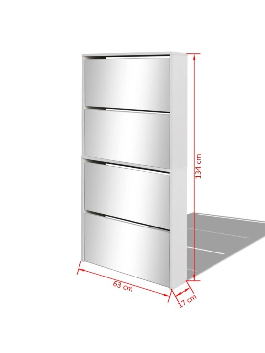 4 sahtliga kingakapp peegliga valge 63 x 17 x 134 cm