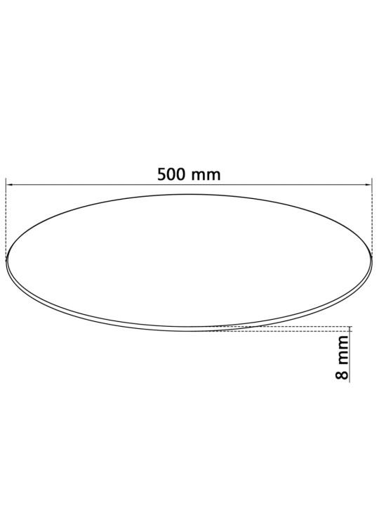 Lauaplaat karastatud klaasist, ümmargune, 500 mm