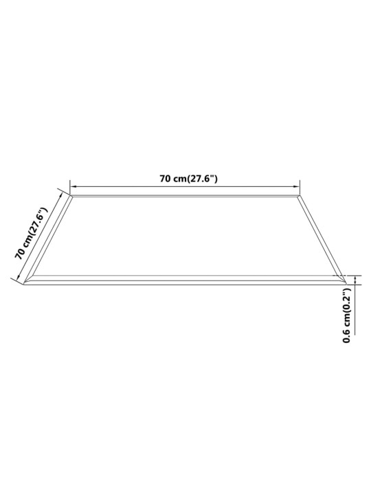 Lauaplaat karastatud klaasist, kandiline, 700 x 700 mm