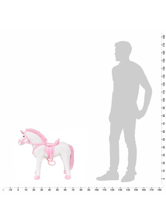 Seisev mänguükssarvik plüüs, roosa ja valge xxl