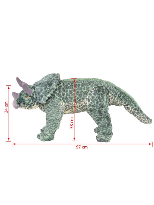 Seisev triceratops, plüüs, roheline xxl