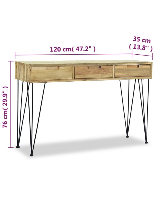 Konsoollaud tiigipuidust 120 x 35 x 76 cm