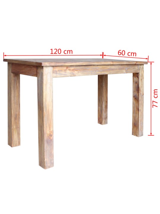 Söögilaud taastatud puidust 120 x 60 x 77 cm