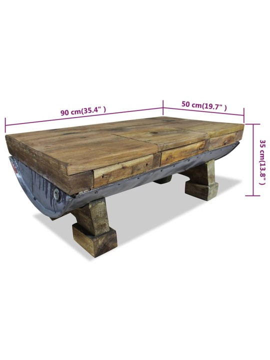 Kohvilaud taastatud puidust 90 x 50 x 35 cm