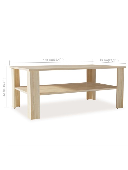 Kohvilaud, puitlaastplaat 100 x 59 x 42 cm, tamm
