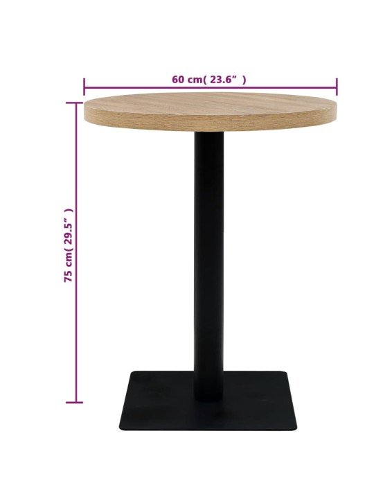 Ümmargune bistroolaud mdf ja teras 60 x 75 cm, tammevärvi