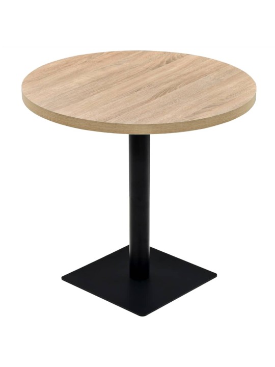 Ümmargune bistroolaud mdf ja teras 80 x 75 cm, tammevärvi