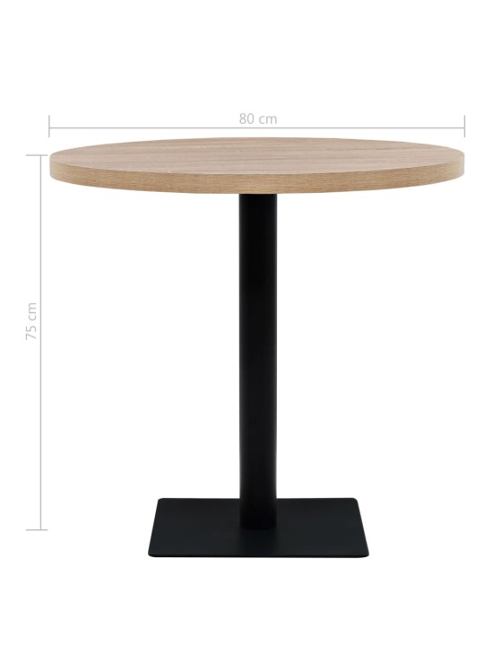 Ümmargune bistroolaud mdf ja teras 80 x 75 cm, tammevärvi