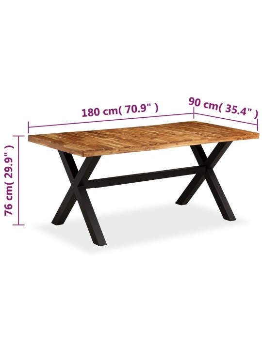 Söögilaud akaatsia- ja mangopuidust, 180 x 90 x 76 cm