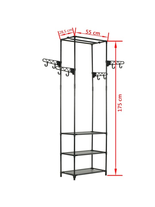 Riidenagi, teras ja mittekootud kangas 55 x 28,5 x 175 cm, must