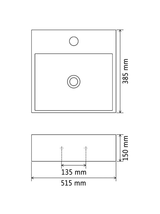 Keraamiline valamu kraaniavaga 51,5 x 38,5 x 15 cm valge