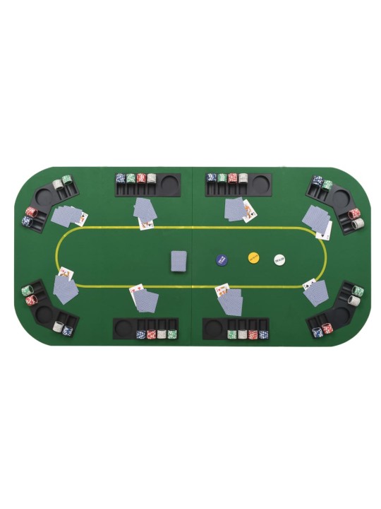 Kokkupandav pokkerilaud 8 mängijale, kandiline, roheline