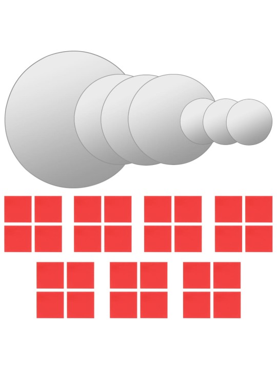 7-osaline seinapeegli komplekt, ümmargune, klaasist